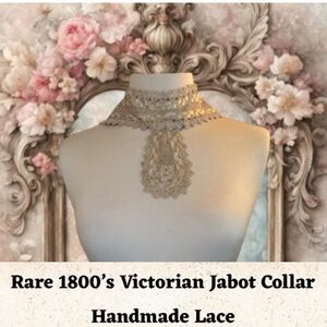 Antique 1800s Lace Collar Jabot Victorian Edwardian Vintage Handmade Hanging